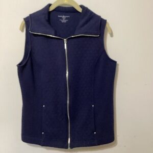 Karen Scott Sport Navy Blue Zippered Vest Size MEDIUM